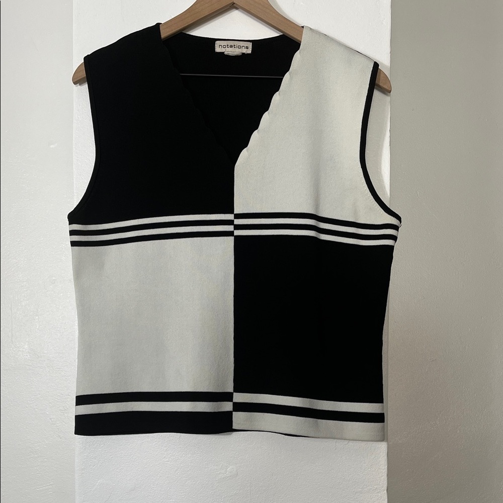 Notations Black Textured Knit Top